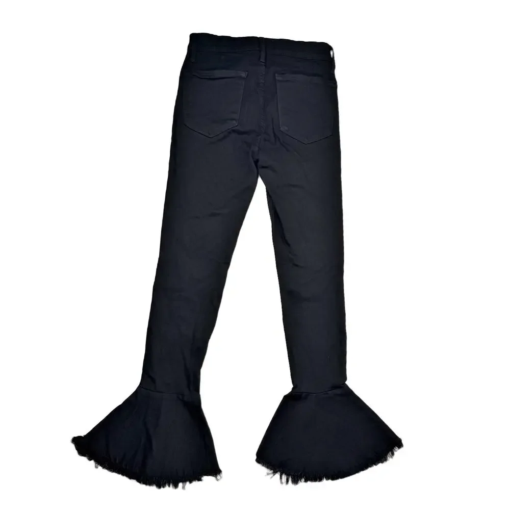 FRAME Denim Le Skinny De Jeanne Flounce Flare Raw Hem Jeans size 25